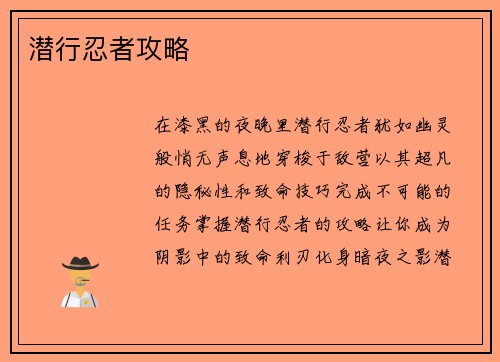 潜行忍者攻略